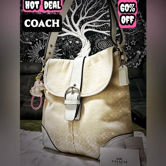 Vintage Coach soho shoulder bag 1994 year Beige and White new without tags - Picture 3 of 16